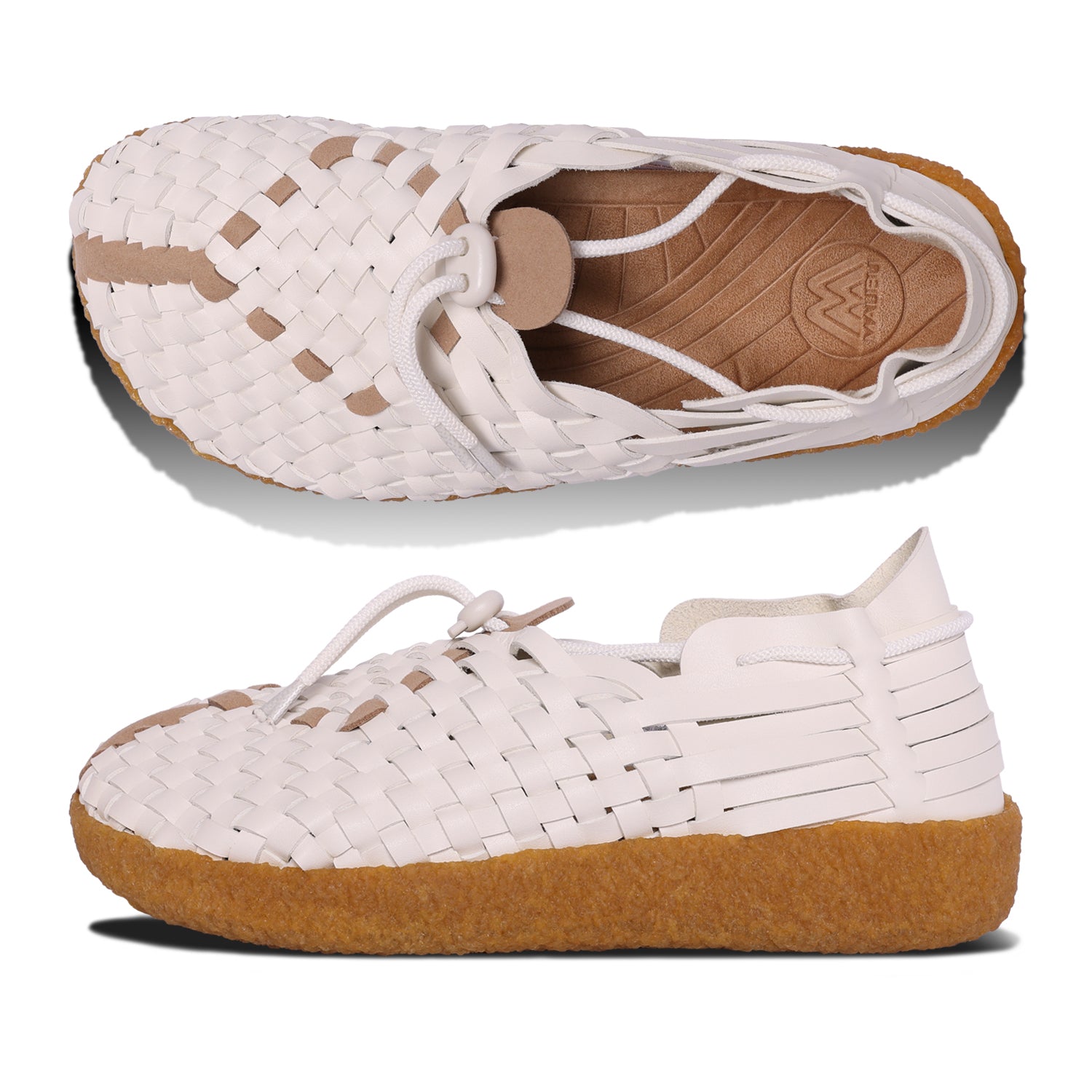 Latigo Vegan Leather Crepe Rubber Off White Tan Malibu