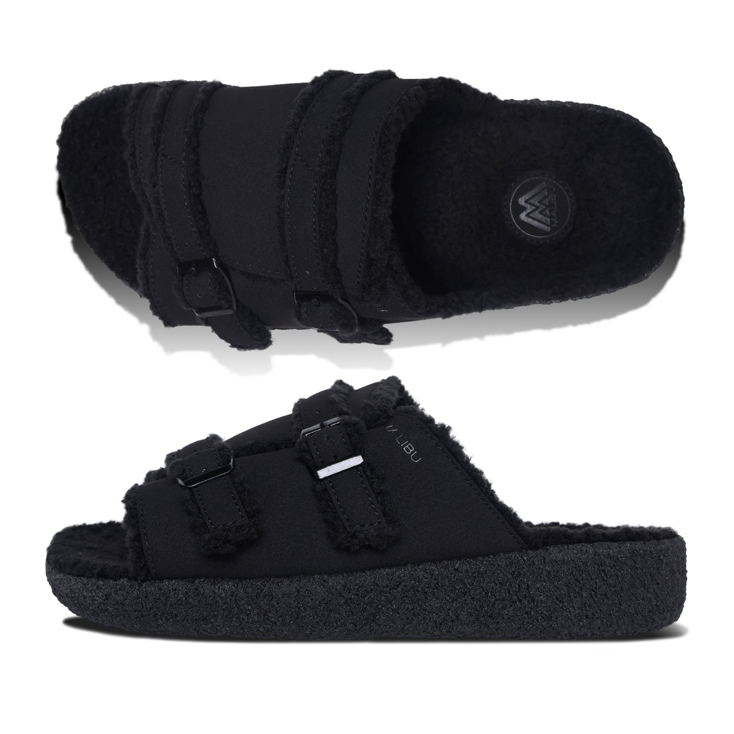 PUERCO SLIDE | VEGAN SUEDE | SHERPA | CREPE RUBBER - BLACK